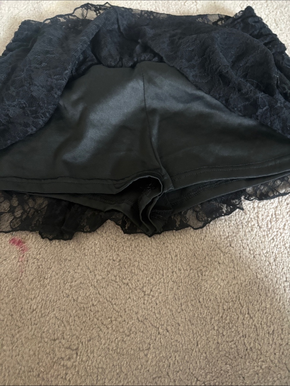 Black Lace Ruffled Mini Skirt - Picture 2 of 3